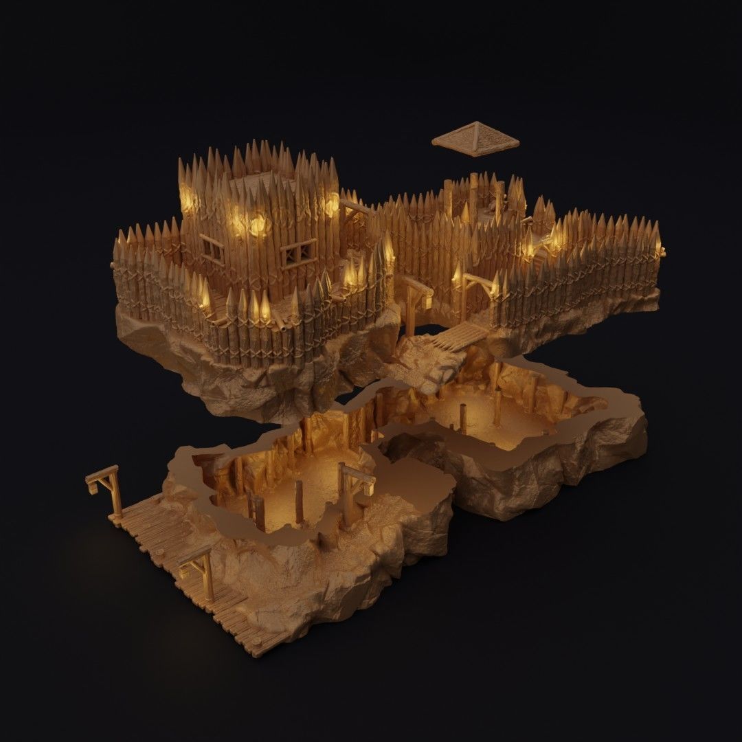 Small Pirate Fort Tabletop Terrain 28 MM 3D print model_6