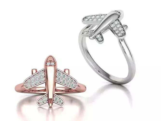 Airplane Diamond Ring 3dprint model Own design 3D print model