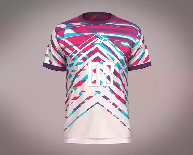 Soccer Red Stripe Jersey Player 08