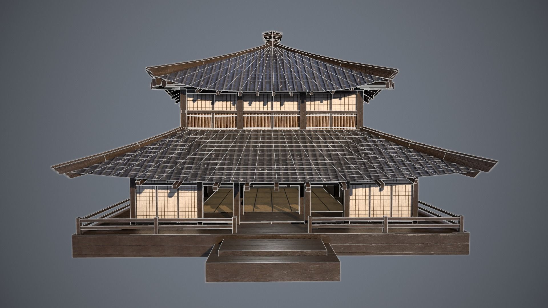 Japanese Dojo Low-poly 3D model_3