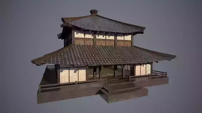 Japanese Dojo Low-poly 3D model