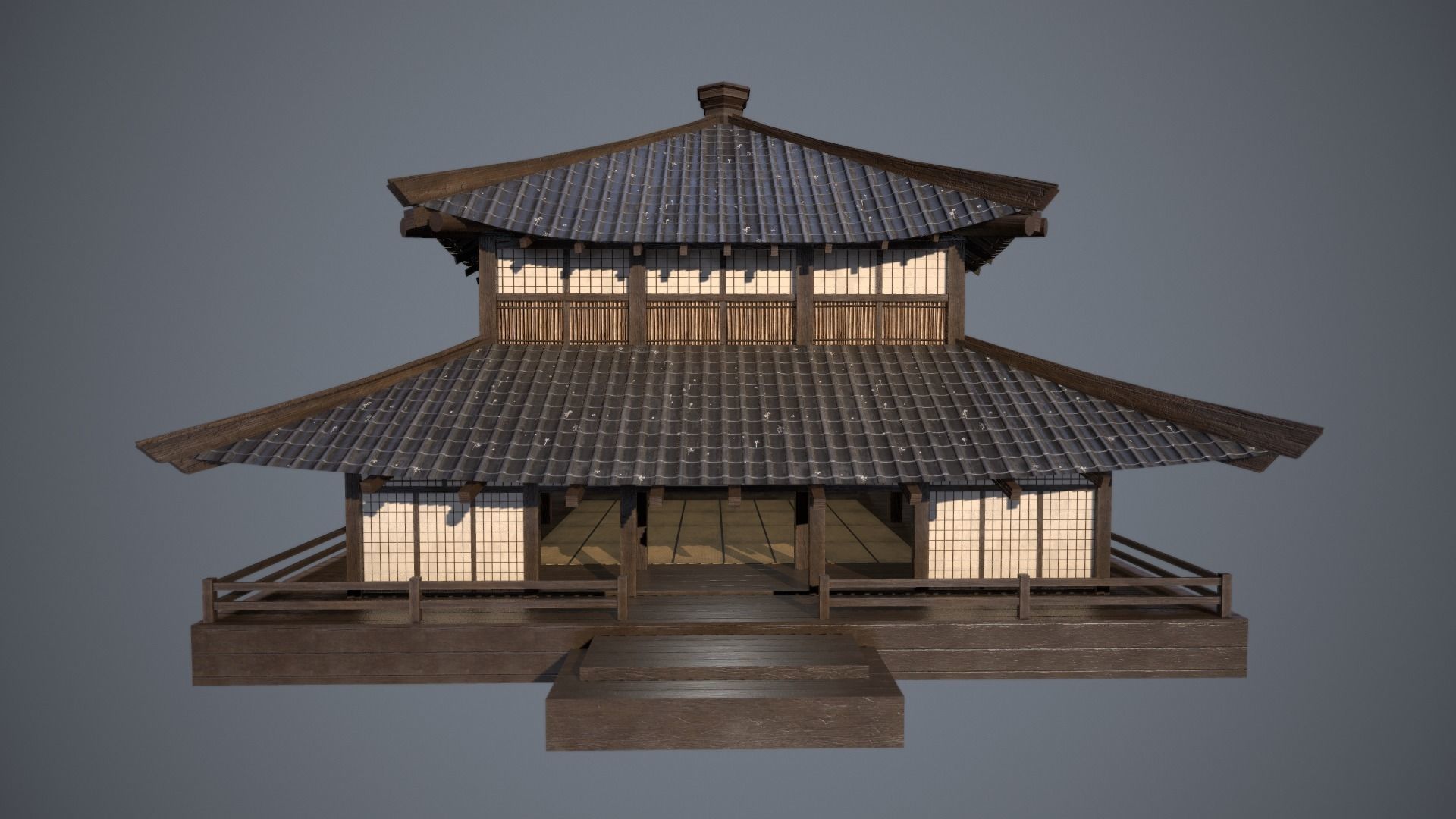 Japanese Dojo Low-poly 3D model_2