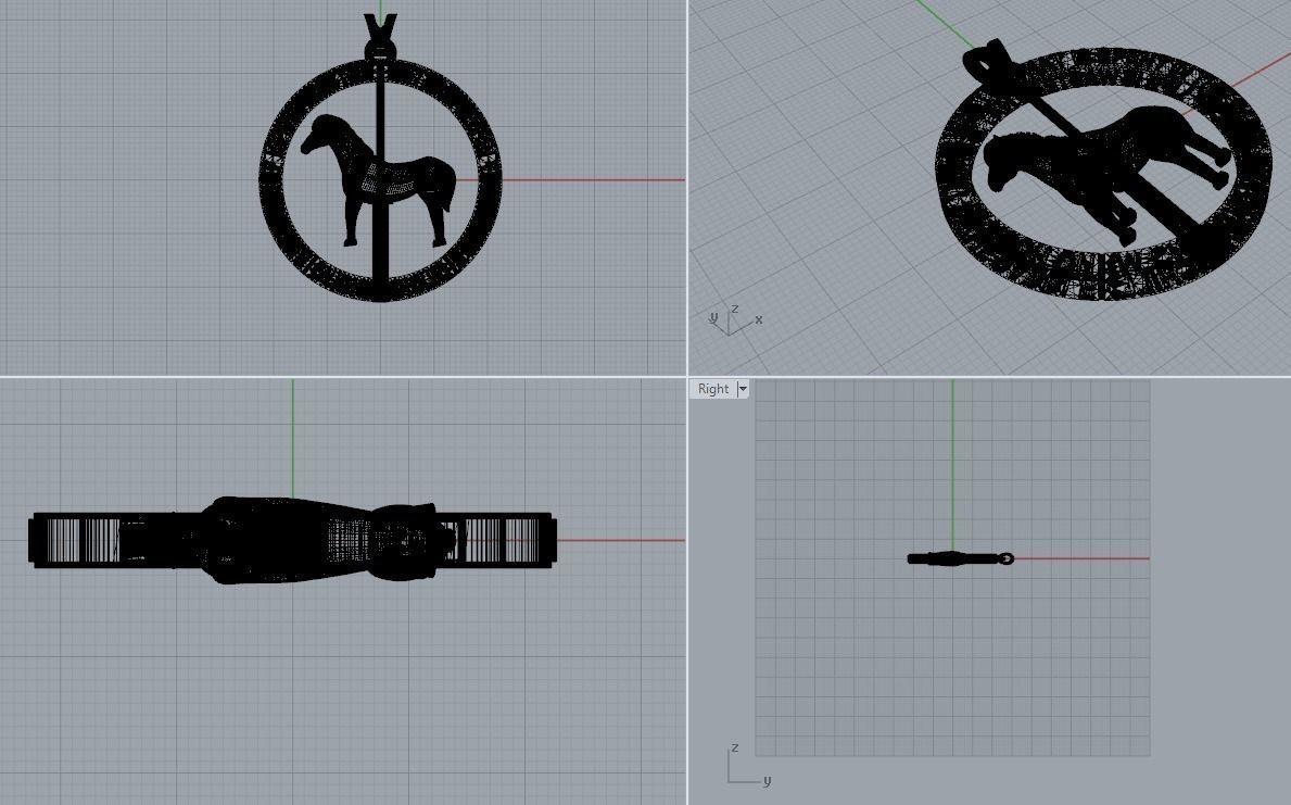 Spinning horse medallion pendant 3D print model_25