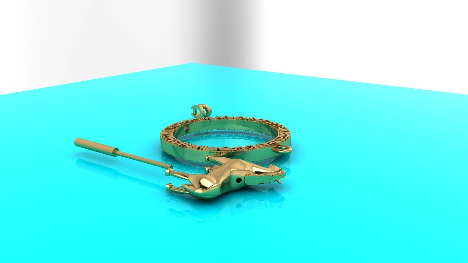 Spinning horse medallion pendant 3D print model_8