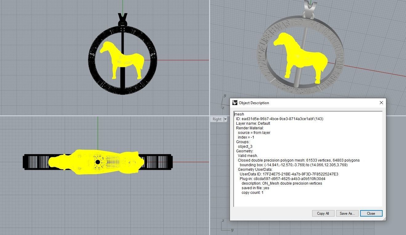Spinning horse medallion pendant 3D print model_22