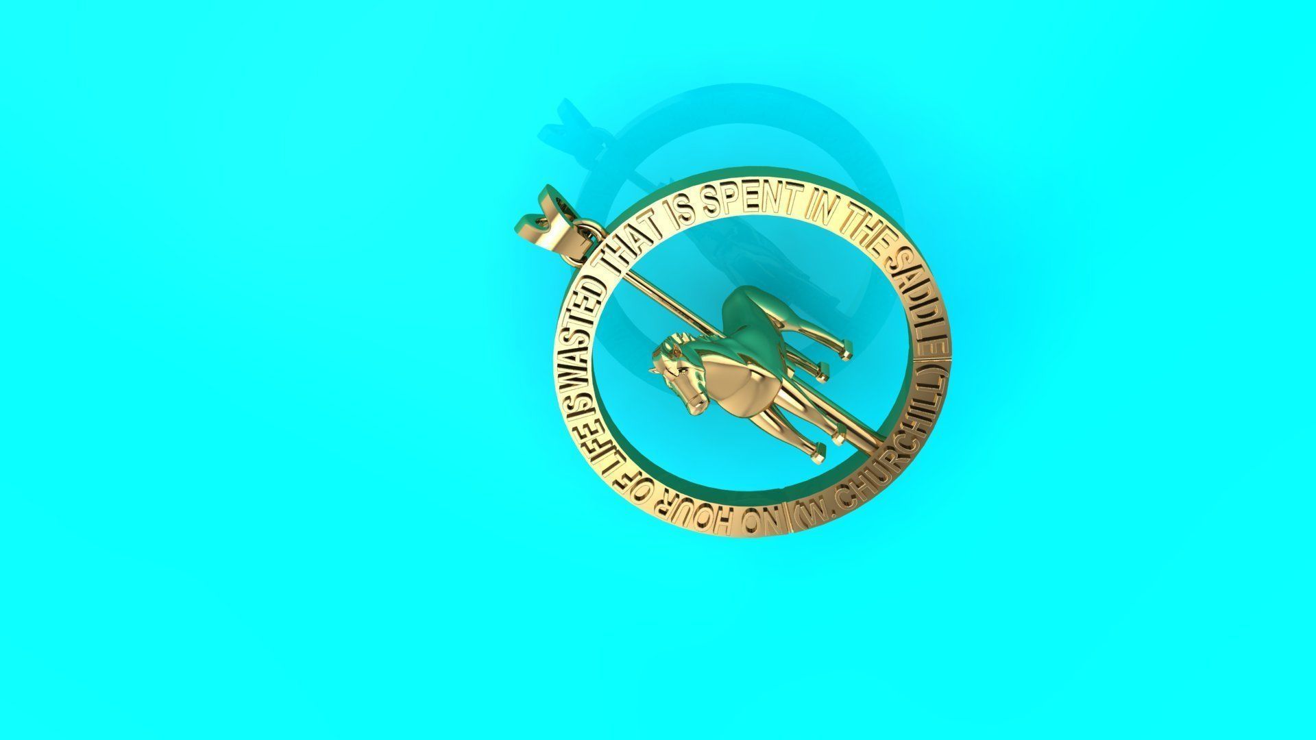 Spinning horse medallion pendant 3D print model_4
