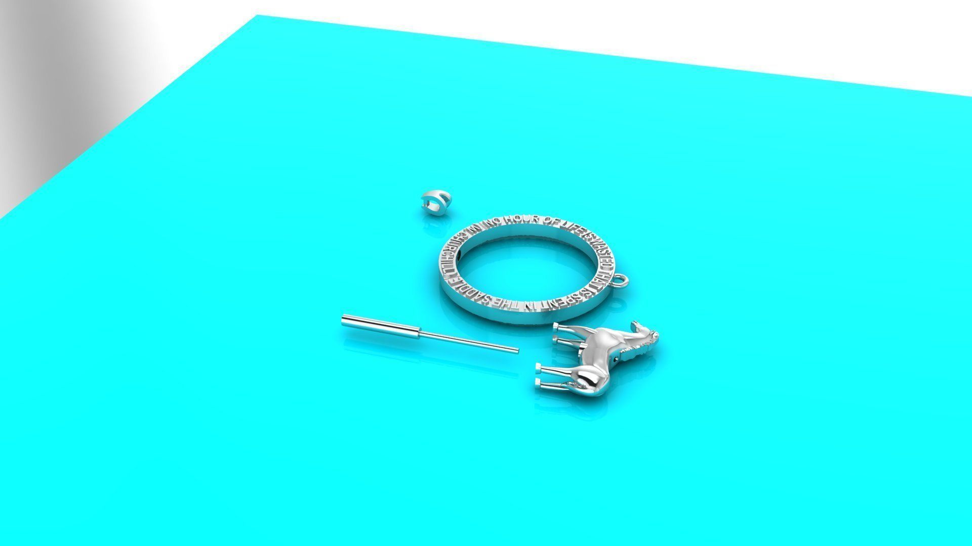 Spinning horse medallion pendant 3D print model_10