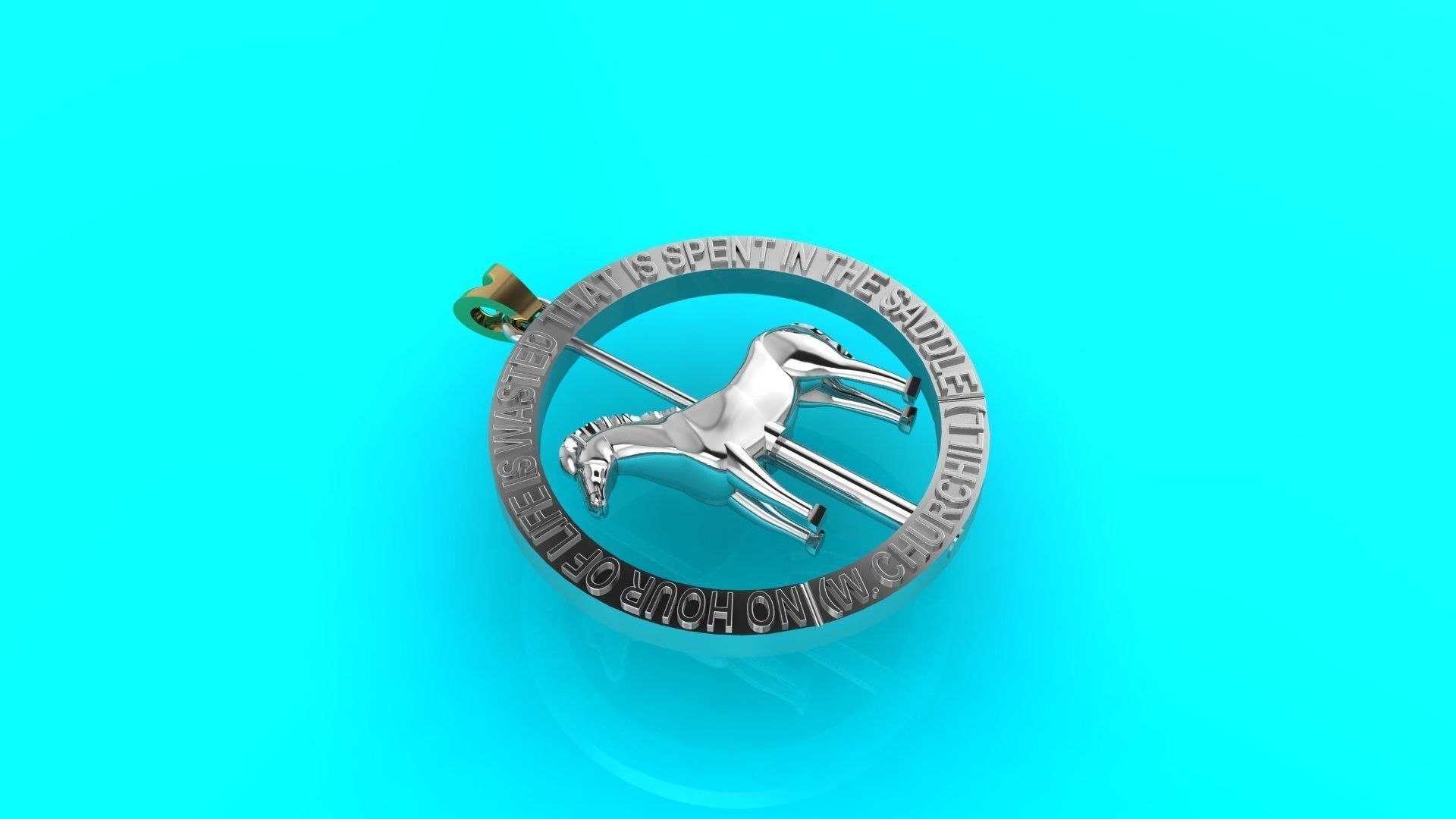 Spinning horse medallion pendant 3D print model_7