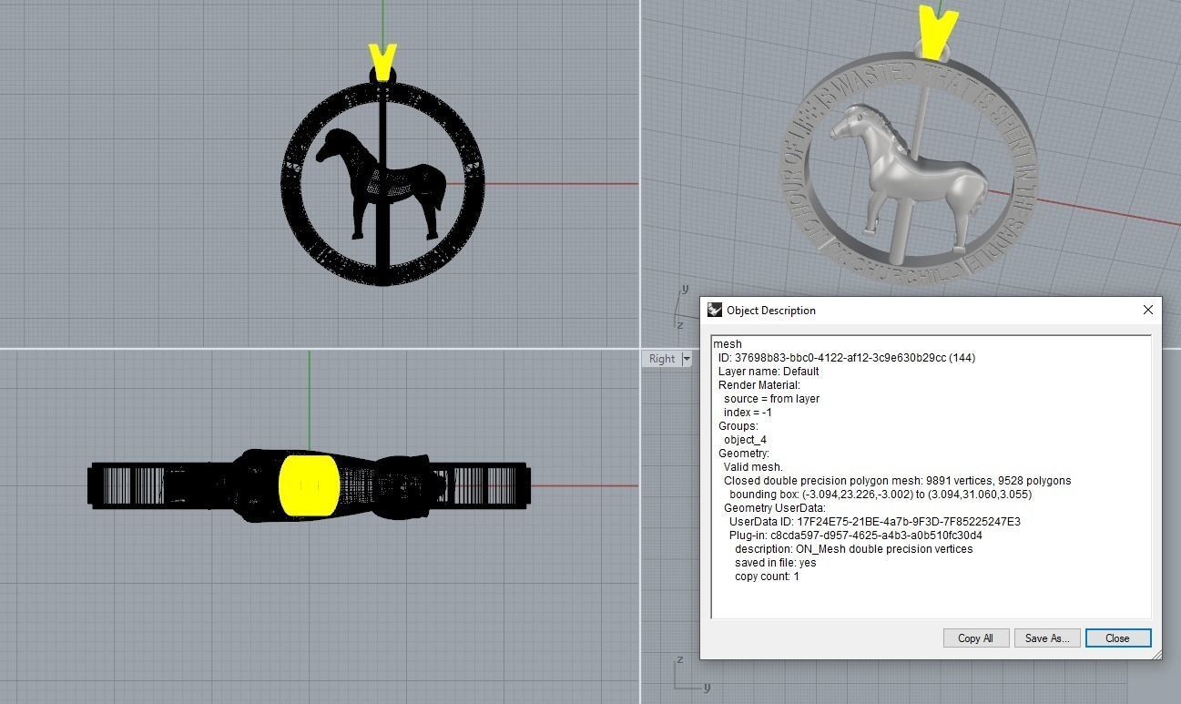 Spinning horse medallion pendant 3D print model_23