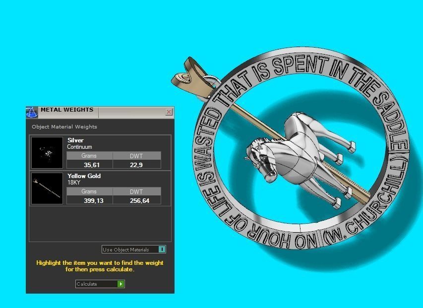 Spinning horse medallion pendant 3D print model_13