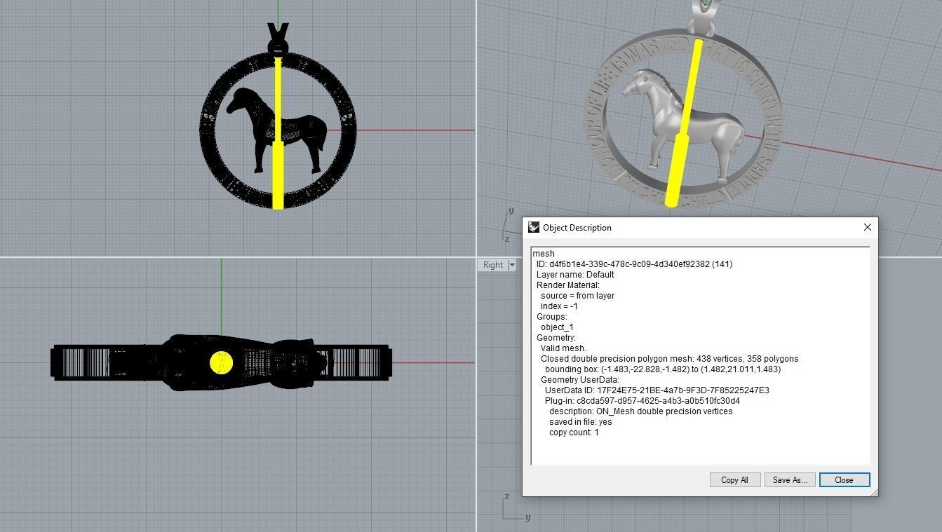 Spinning horse medallion pendant 3D print model_21