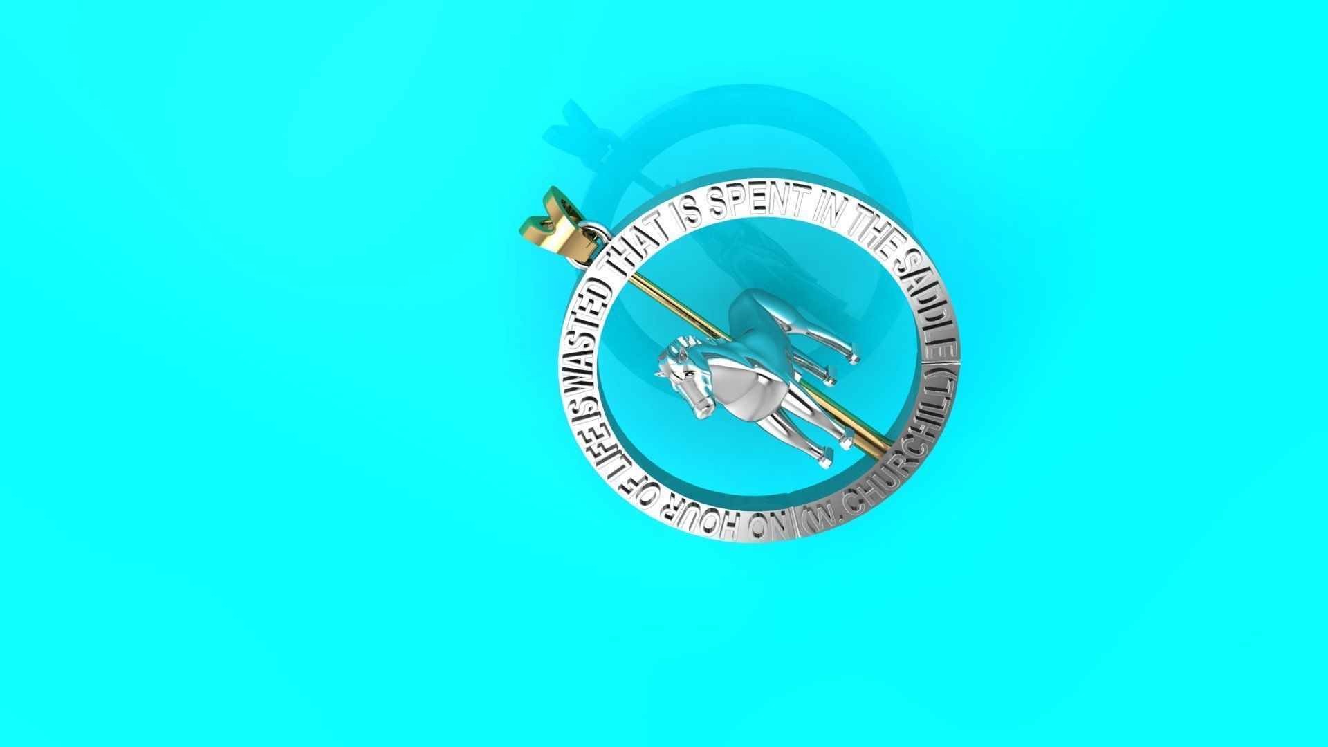 Spinning horse medallion pendant 3D print model_5