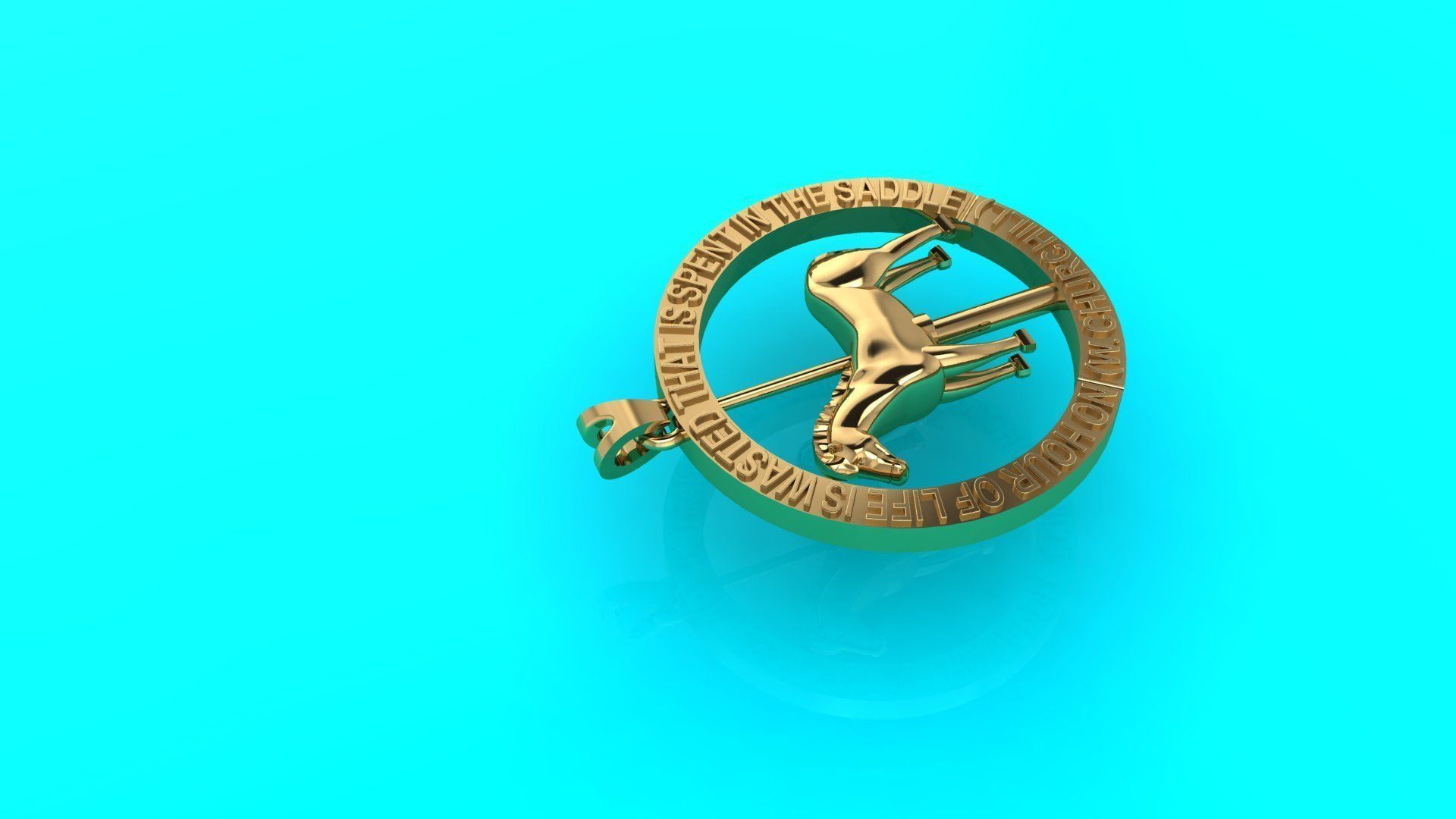 Spinning horse medallion pendant 3D print model_3