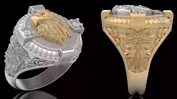 Eagle ring silver gold sterling jewelry printable 3D model
