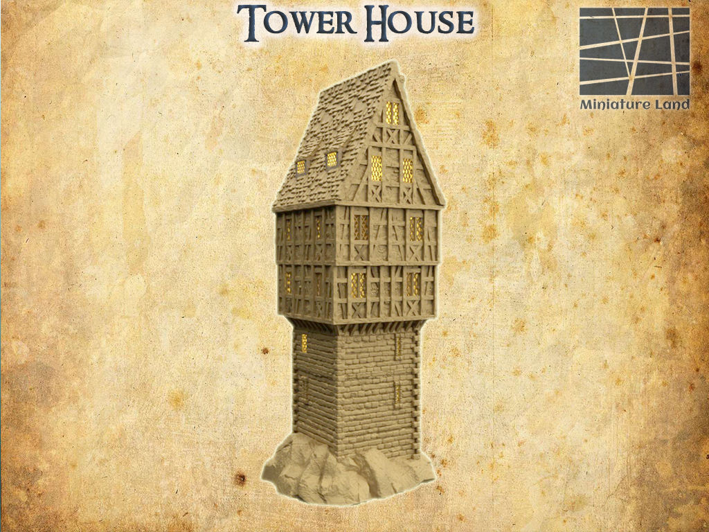 Tower House Tabletop Terrain 28 MM 3D print model_8