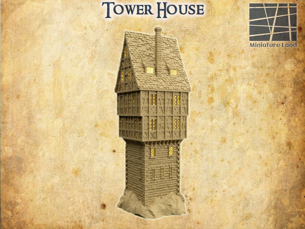 Tower House Tabletop Terrain 28 MM 3D print model_7