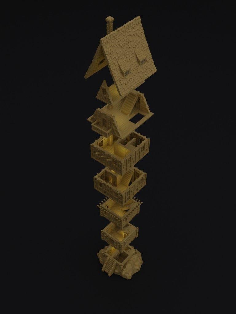 Tower House Tabletop Terrain 28 MM 3D print model_5