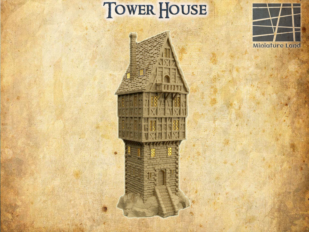 Tower House Tabletop Terrain 28 MM 3D print model_6