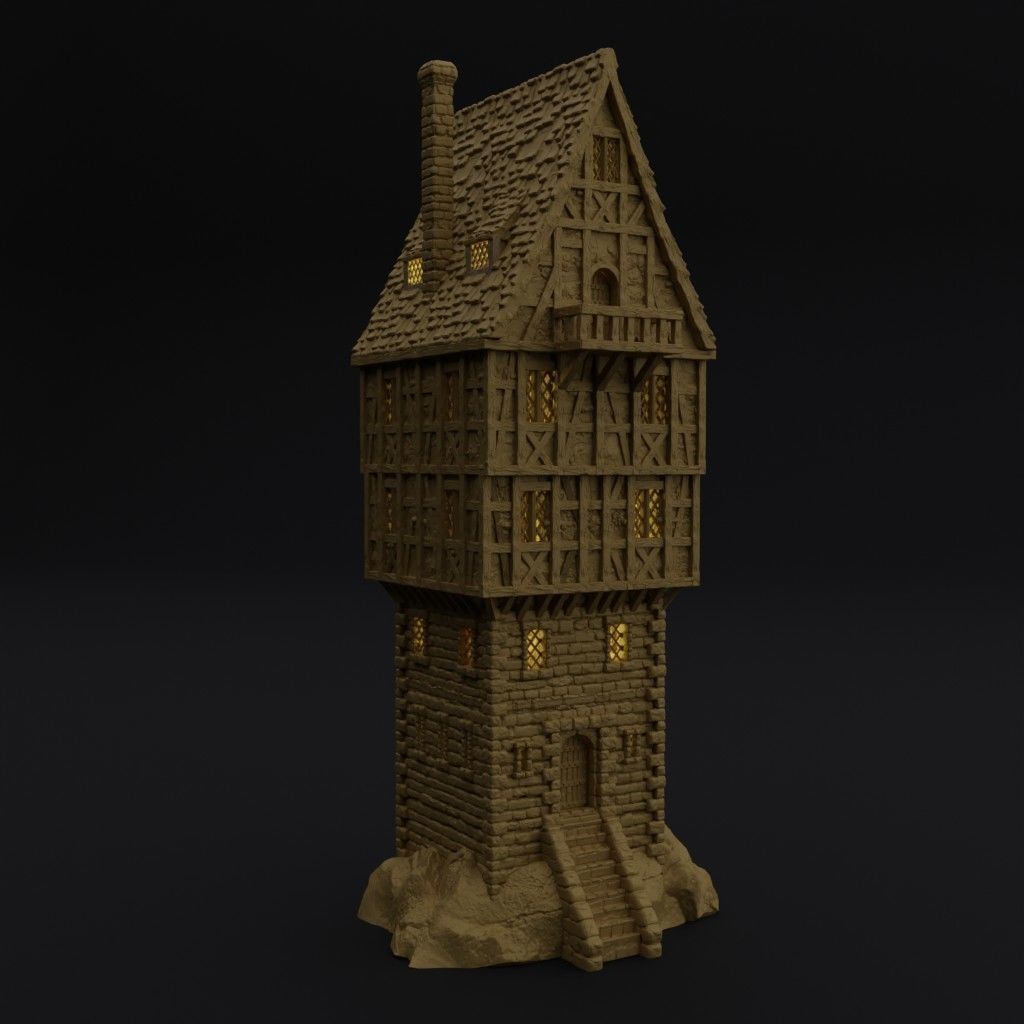 Tower House Tabletop Terrain 28 MM 3D print model_1
