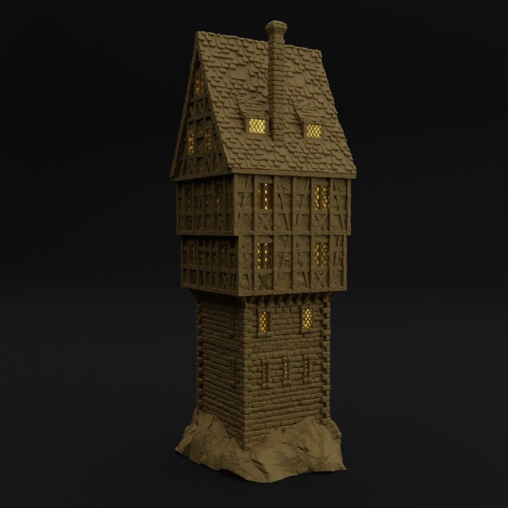 Tower House Tabletop Terrain 28 MM 3D print model_2