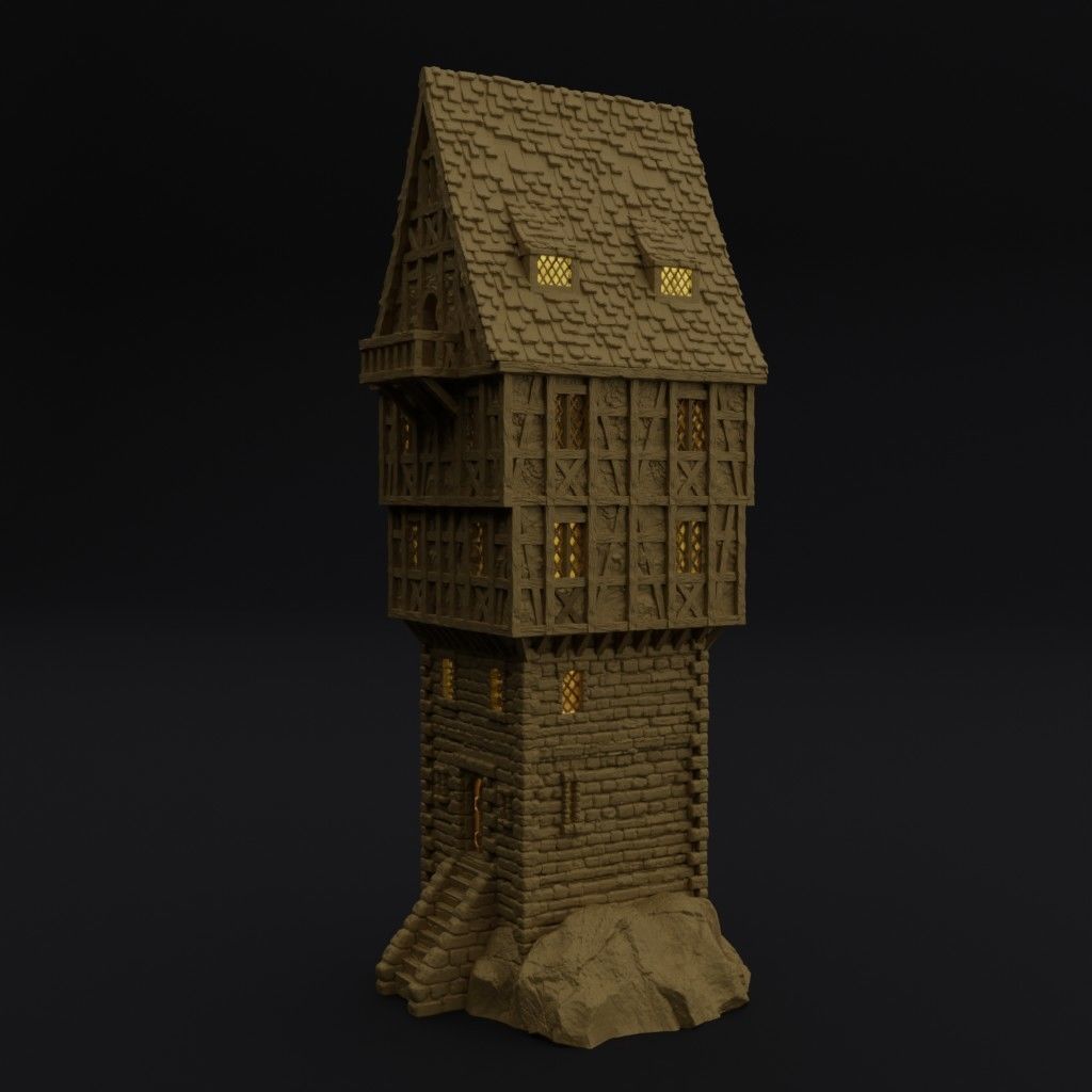 Tower House Tabletop Terrain 28 MM 3D print model_4