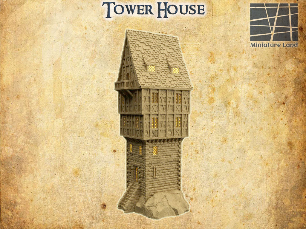 Tower House Tabletop Terrain 28 MM 3D print model_9