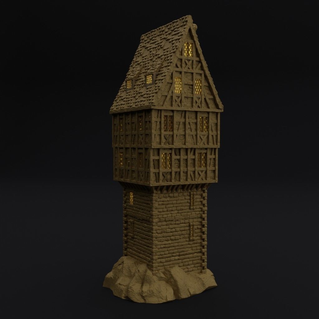 Tower House Tabletop Terrain 28 MM 3D print model_3