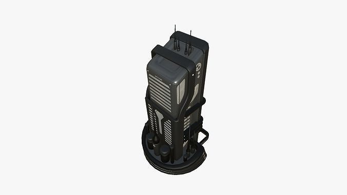 SciFi Building A07 Black - Sci Fi Exterior Design Low-poly 3D model 4
