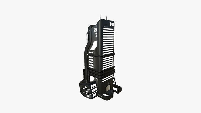 SciFi Building A07 Black - Sci Fi Exterior Design Low-poly 3D model 6
