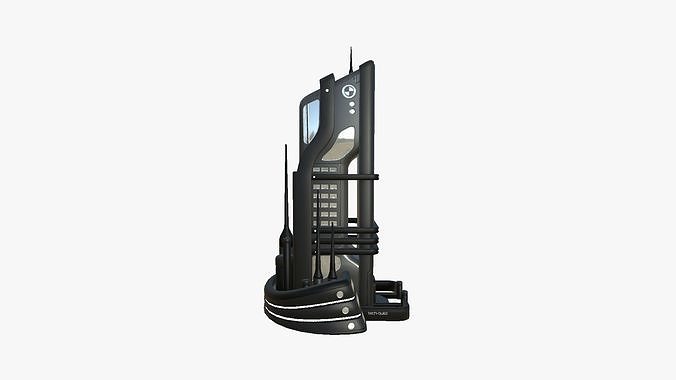 SciFi Building A07 Black - Sci Fi Exterior Design Low-poly 3D model 3