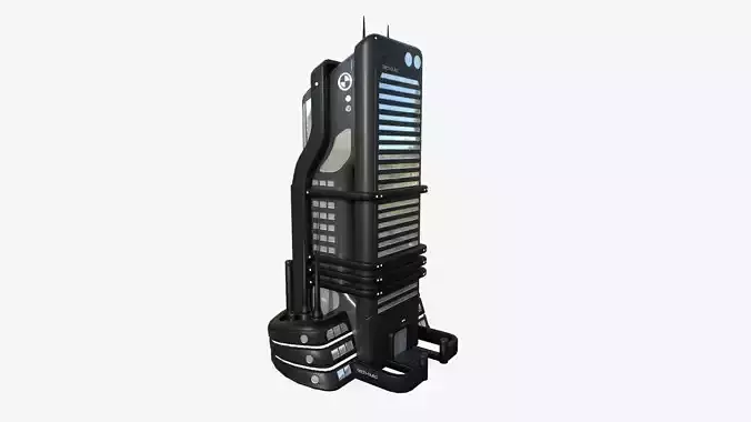 SciFi Building A07 Black - Sci Fi Exterior Design Low-poly 3D model