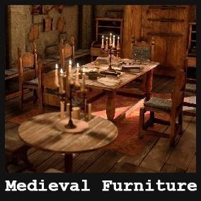 Medieval Furniture  150 Variations 3D model_23