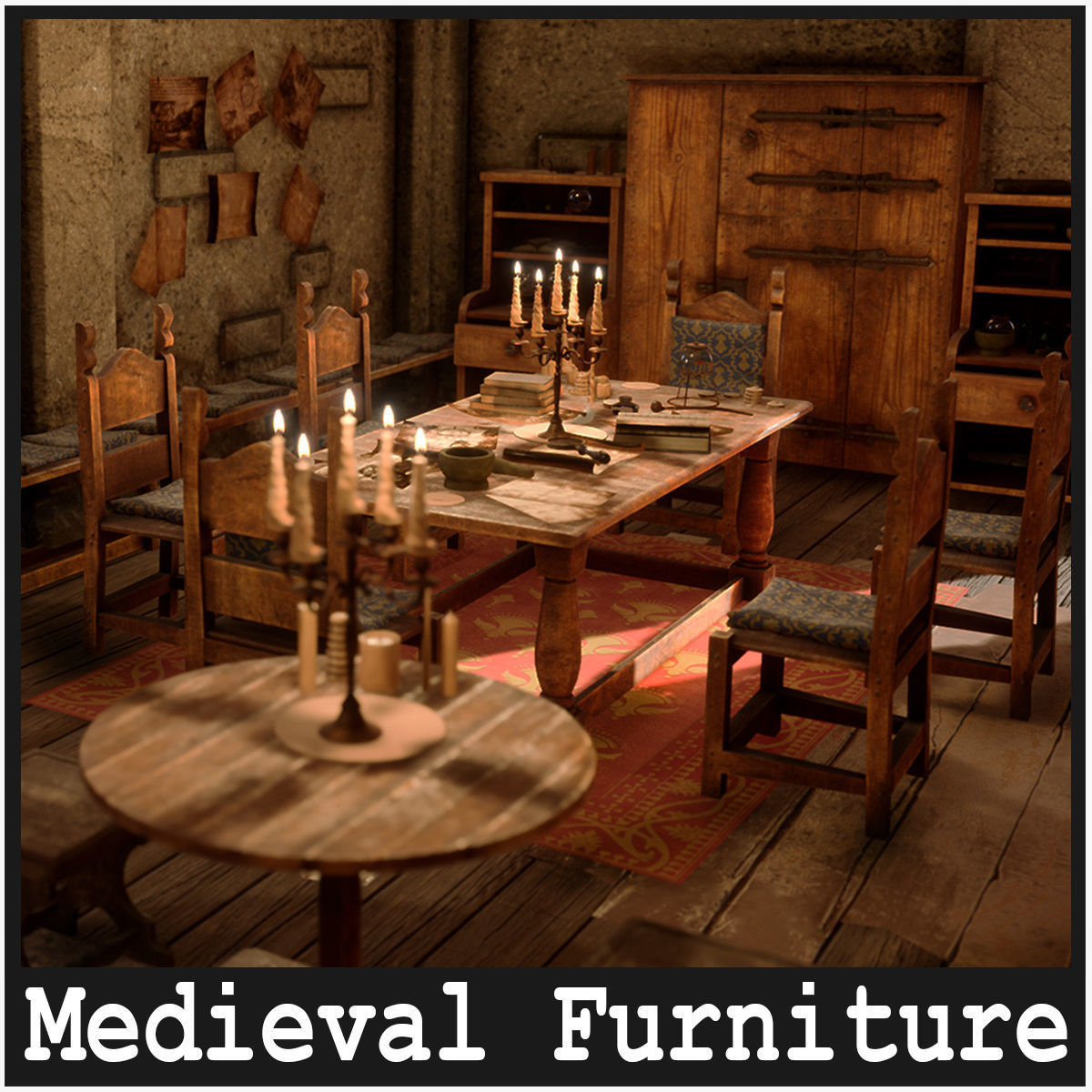 Medieval Furniture  150 Variations 3D model_2