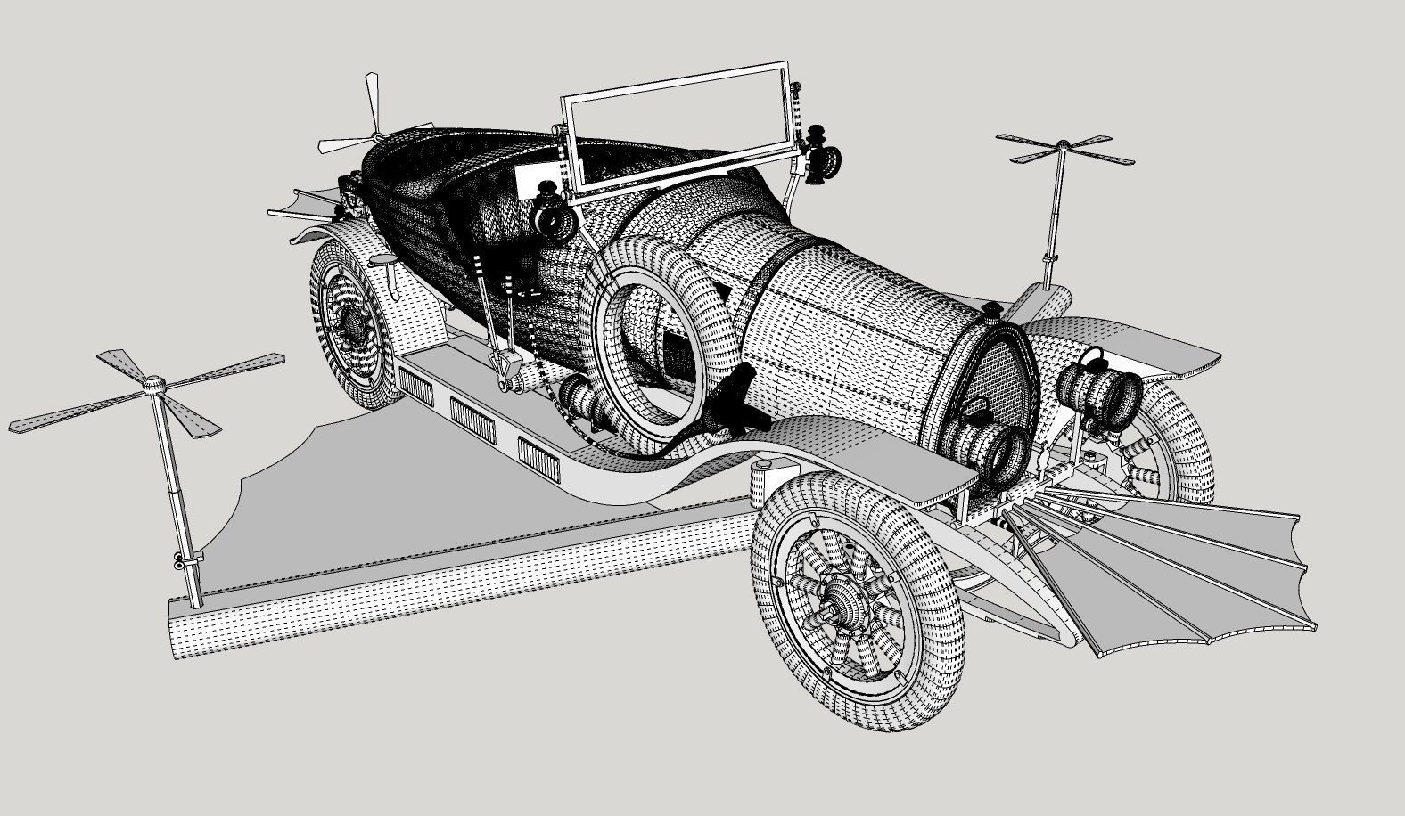 Chitty Chitty Bang Bang car PRINTABLE HIGH POLY 3D 3D print model_4