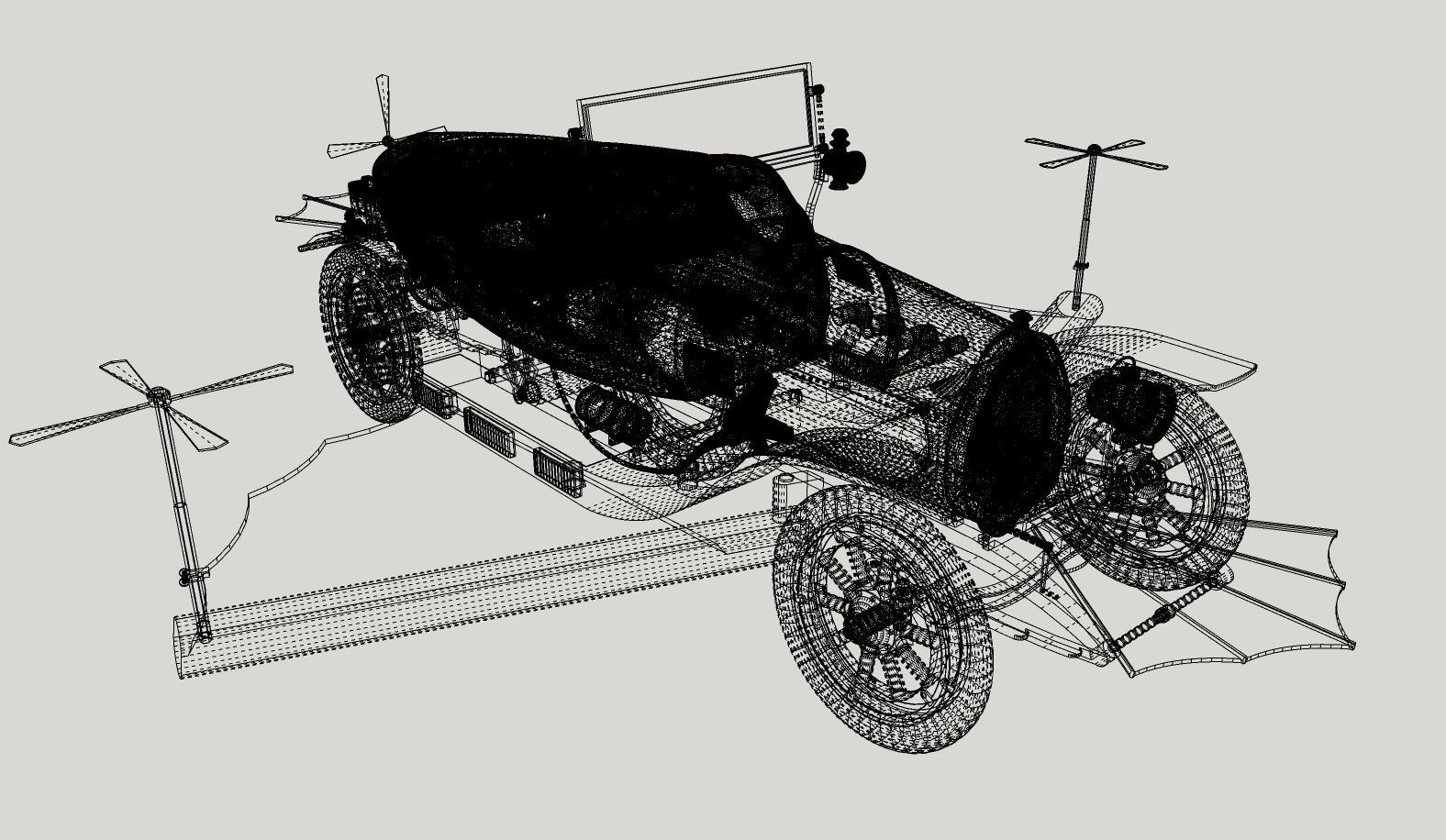 Chitty Chitty Bang Bang car PRINTABLE HIGH POLY 3D 3D print model_5
