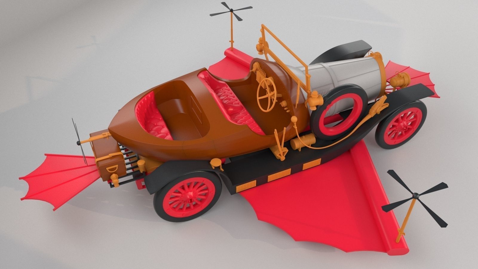 Chitty Chitty Bang Bang car PRINTABLE HIGH POLY 3D 3D print model_1