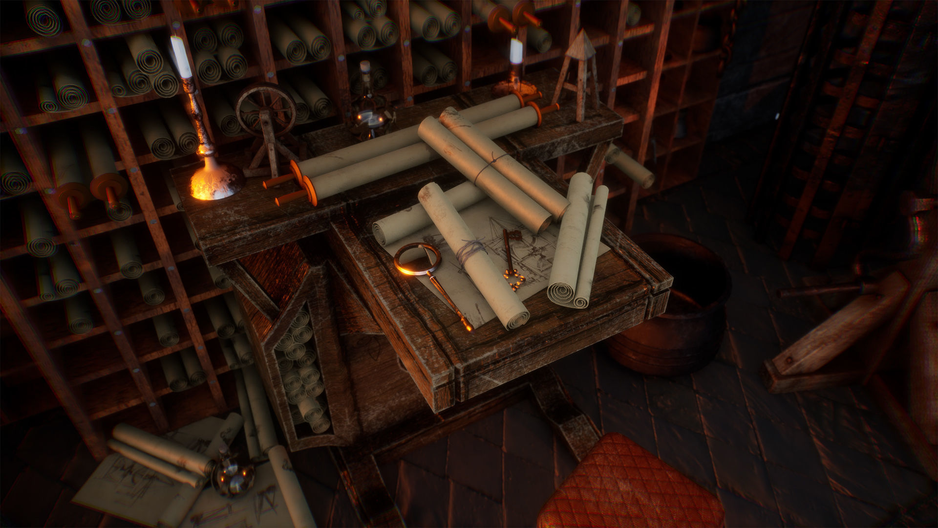 Medieval Engineer Props  35 Props Low-poly 3D model_12