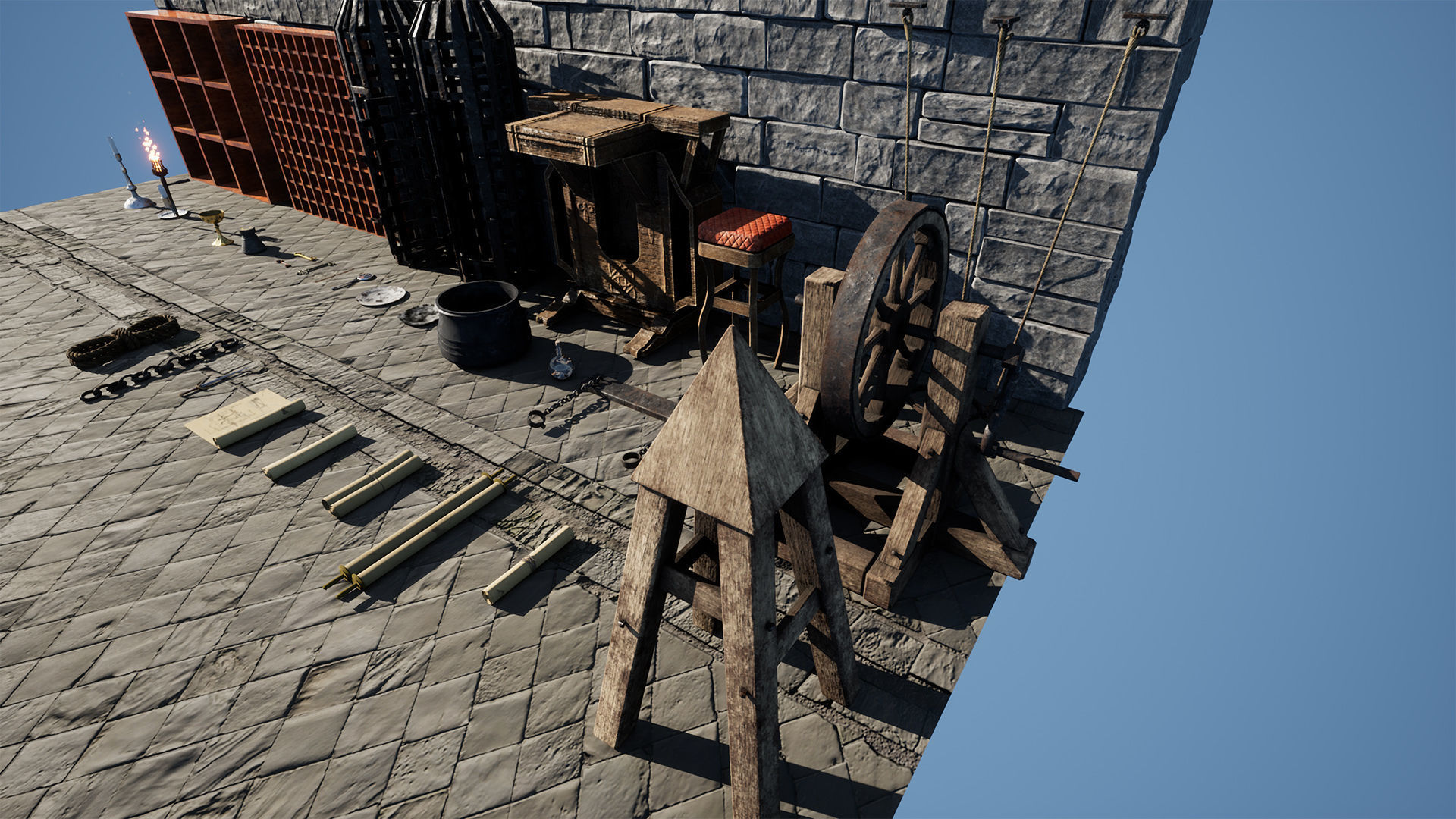 Medieval Engineer Props  35 Props Low-poly 3D model_2