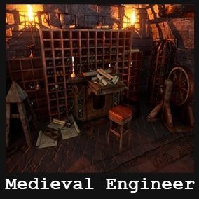 Medieval Engineer Props  35 Props Low-poly 3D model_16