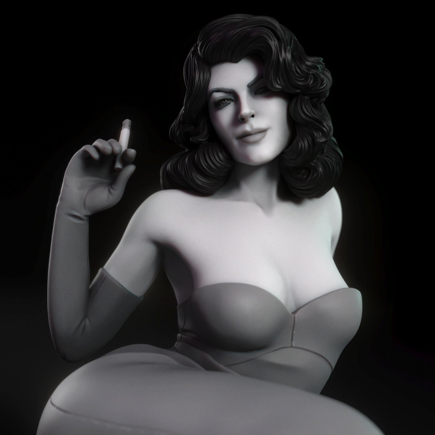 Ava - Film noir actress 3D print model_5