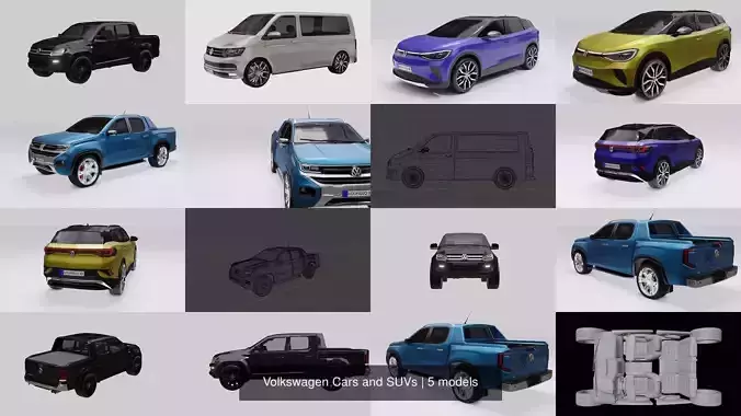 Volkswagen Cars and SUVs 3D Model Collection