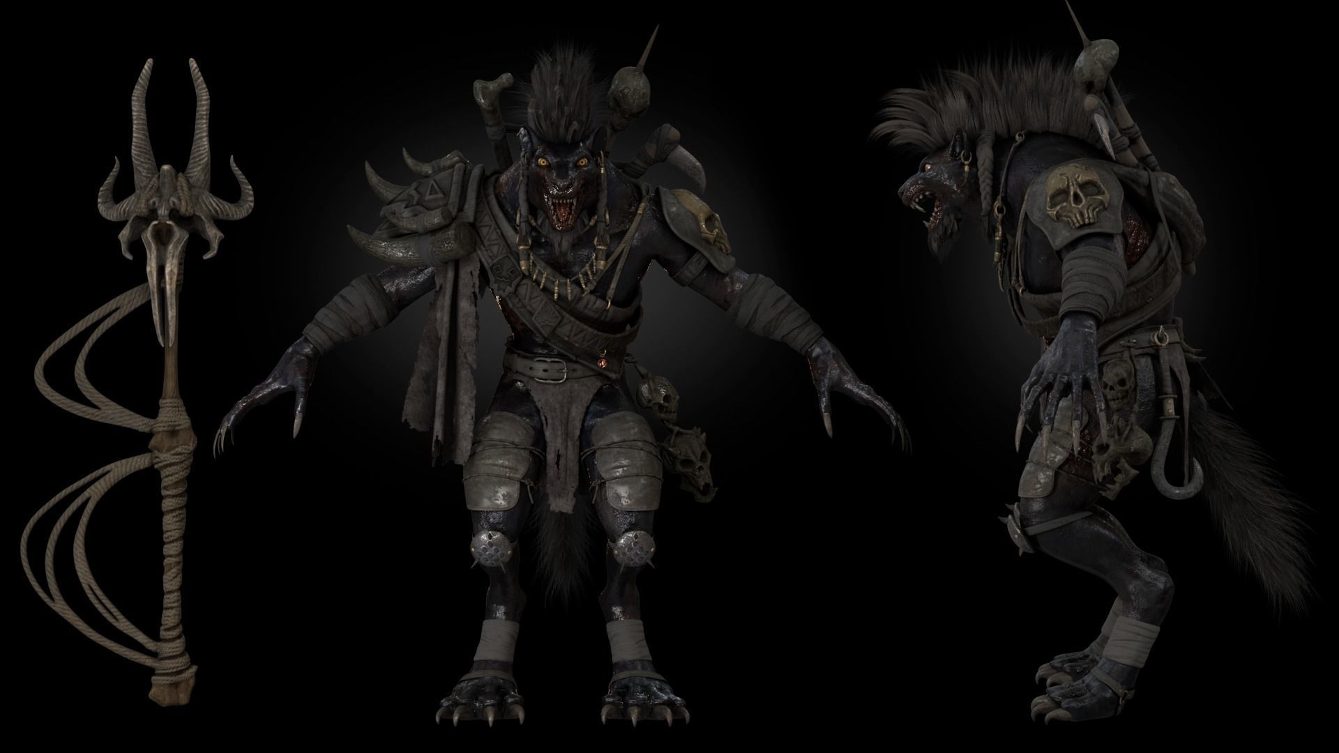Gnoll Warrior Rigged Low-poly 3D model_20
