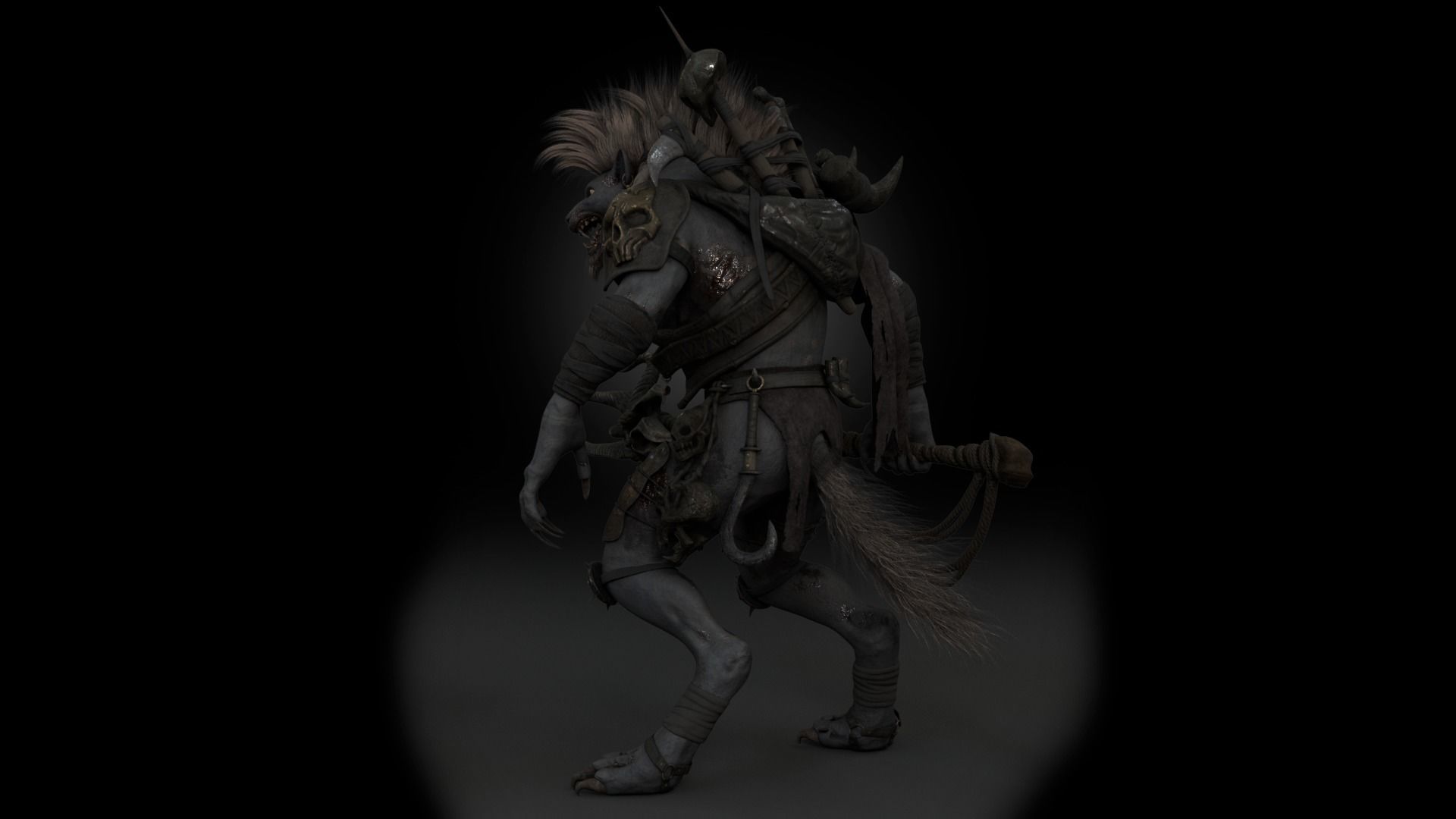 Gnoll Warrior Rigged Low-poly 3D model_10