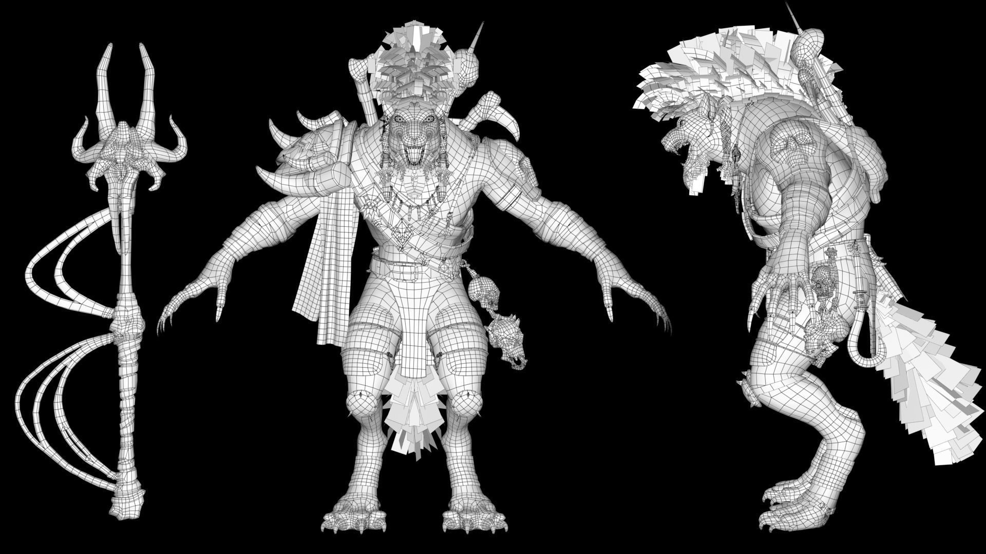 Gnoll Warrior Rigged Low-poly 3D model_21