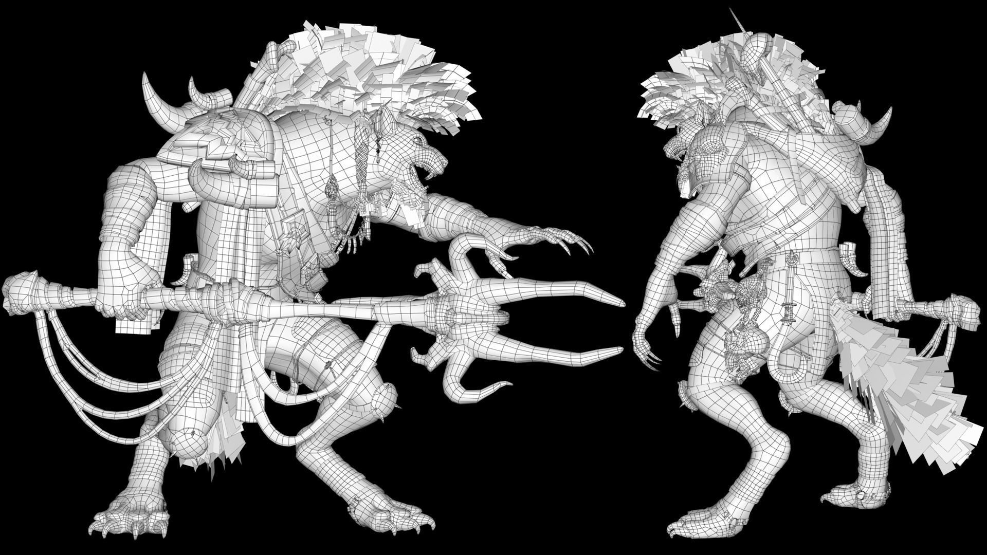 Gnoll Warrior Rigged Low-poly 3D model_22