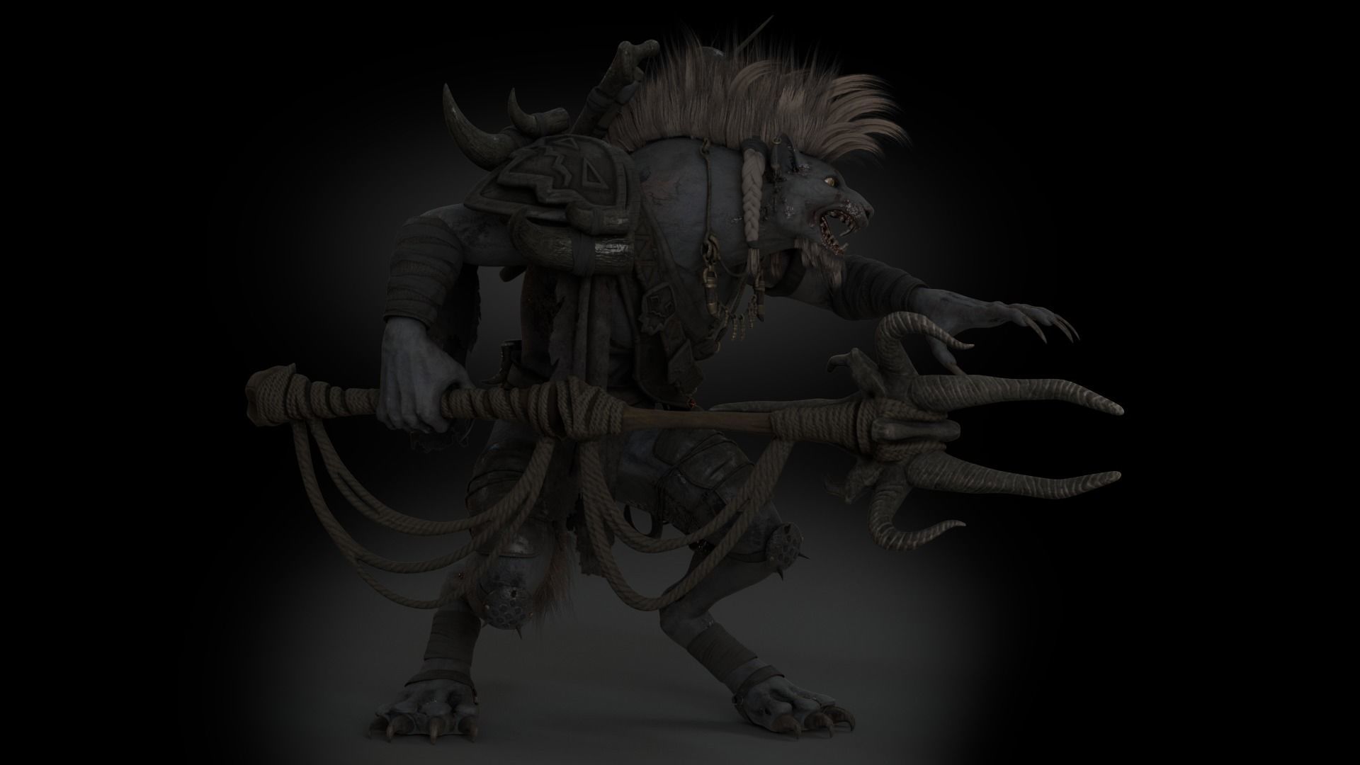 Gnoll Warrior Rigged Low-poly 3D model_8