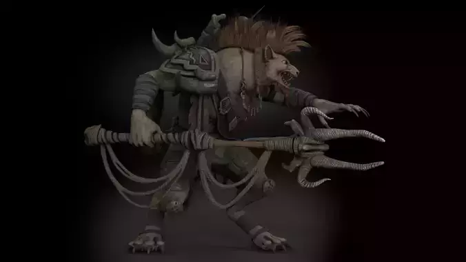 Gnoll Warrior Rigged Low-poly 3D model