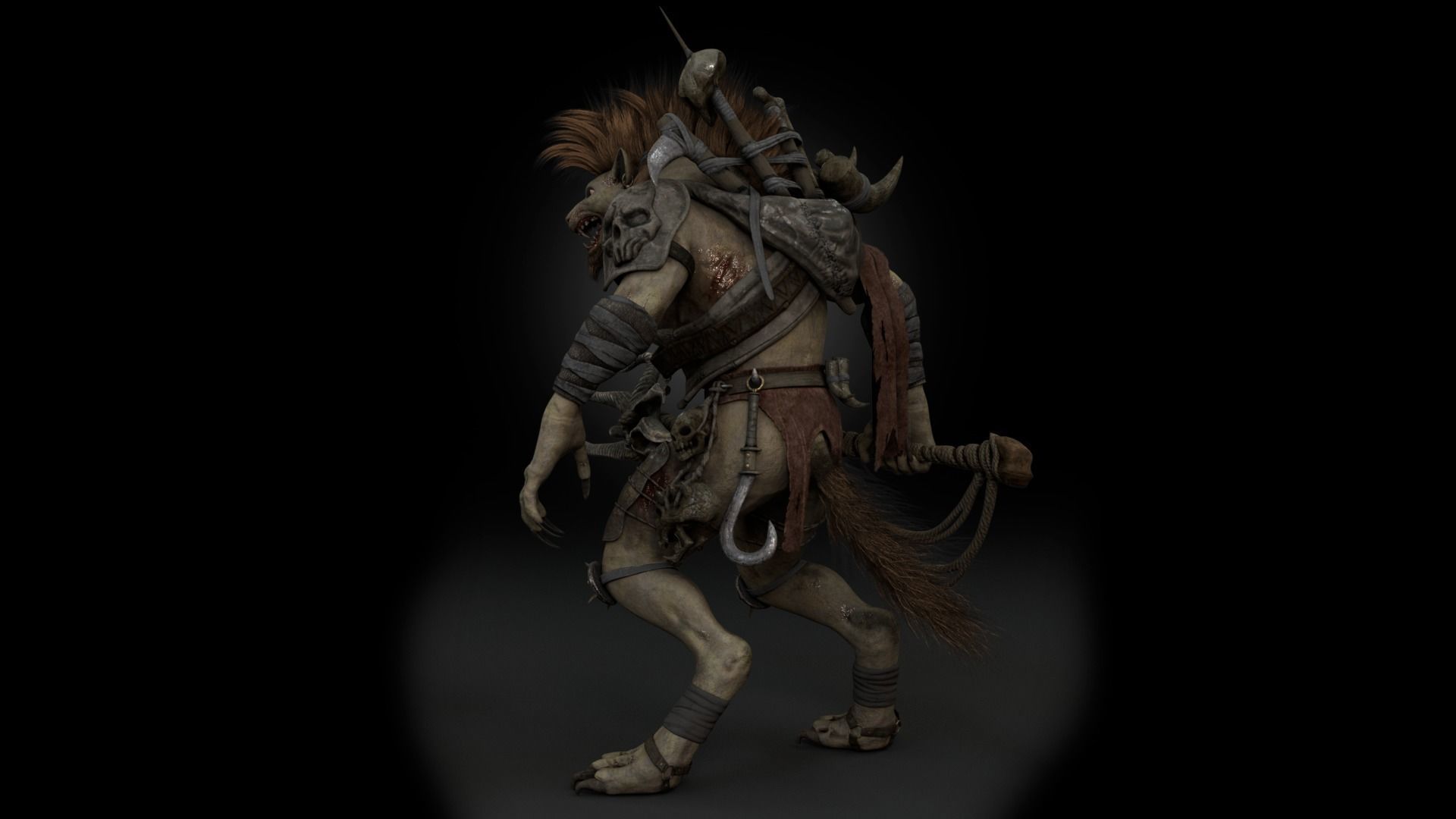 Gnoll Warrior Rigged Low-poly 3D model_5