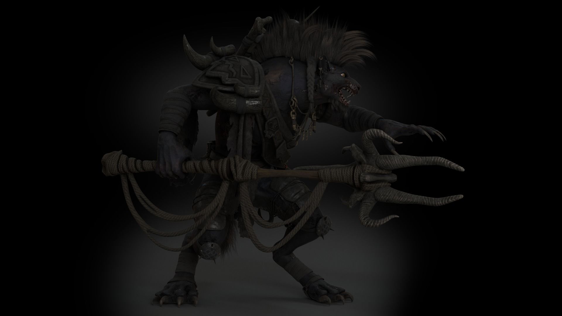Gnoll Warrior Rigged Low-poly 3D model_13