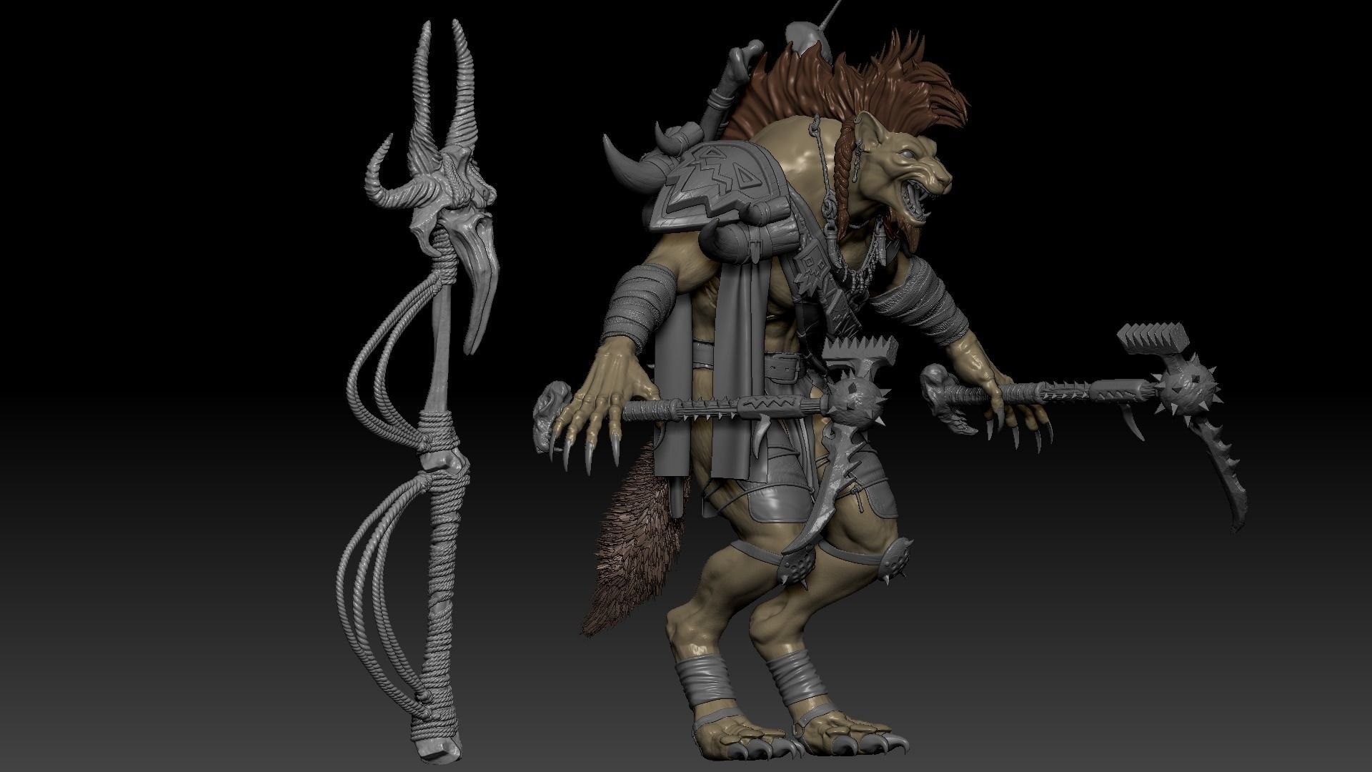 Gnoll Warrior Rigged Low-poly 3D model_25
